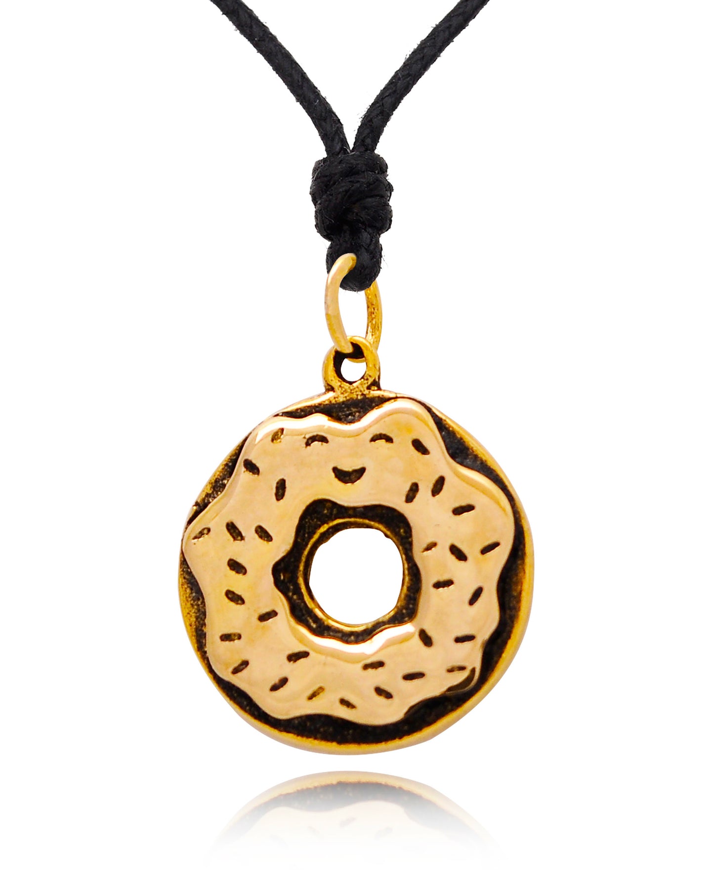 Sweet Donut Silver Pewter Gold BrassCharm Necklace Pendant Jewelry