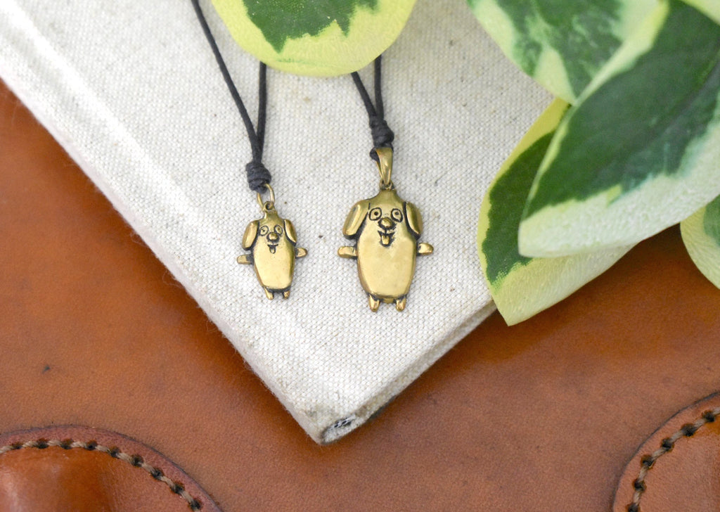 Lovely Dog Size M & Size S Silver Pewter Gold Brass Necklace Pendant Jewelry