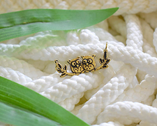 Lovely Couple Owl Brid  Brass Necklace Pendant Jewelry