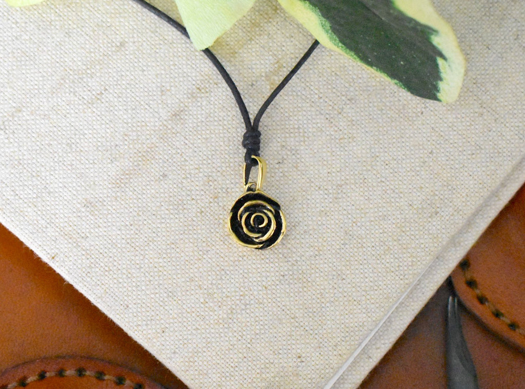 Beautiful Rose Silver Pewter Gold Brass Necklace Pendant Jewelry