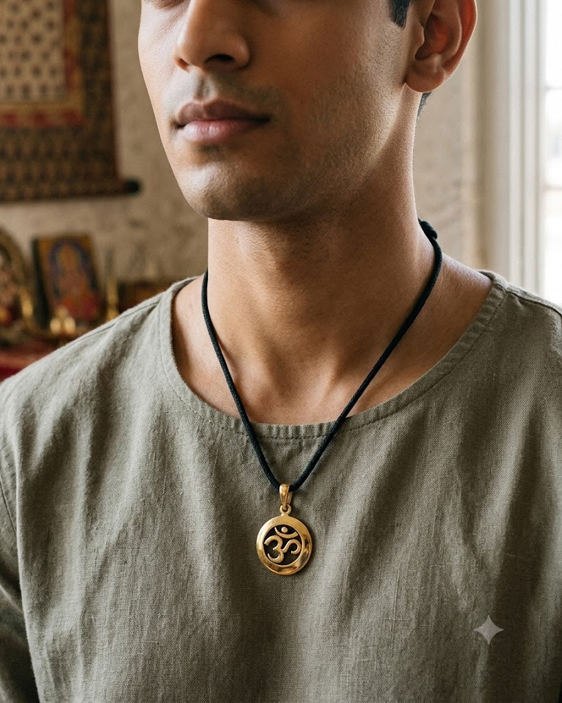 Trendy Hindu Om Ohm 92.5 Sterling Silver Pewter Brass Necklace Pendant Jewelry