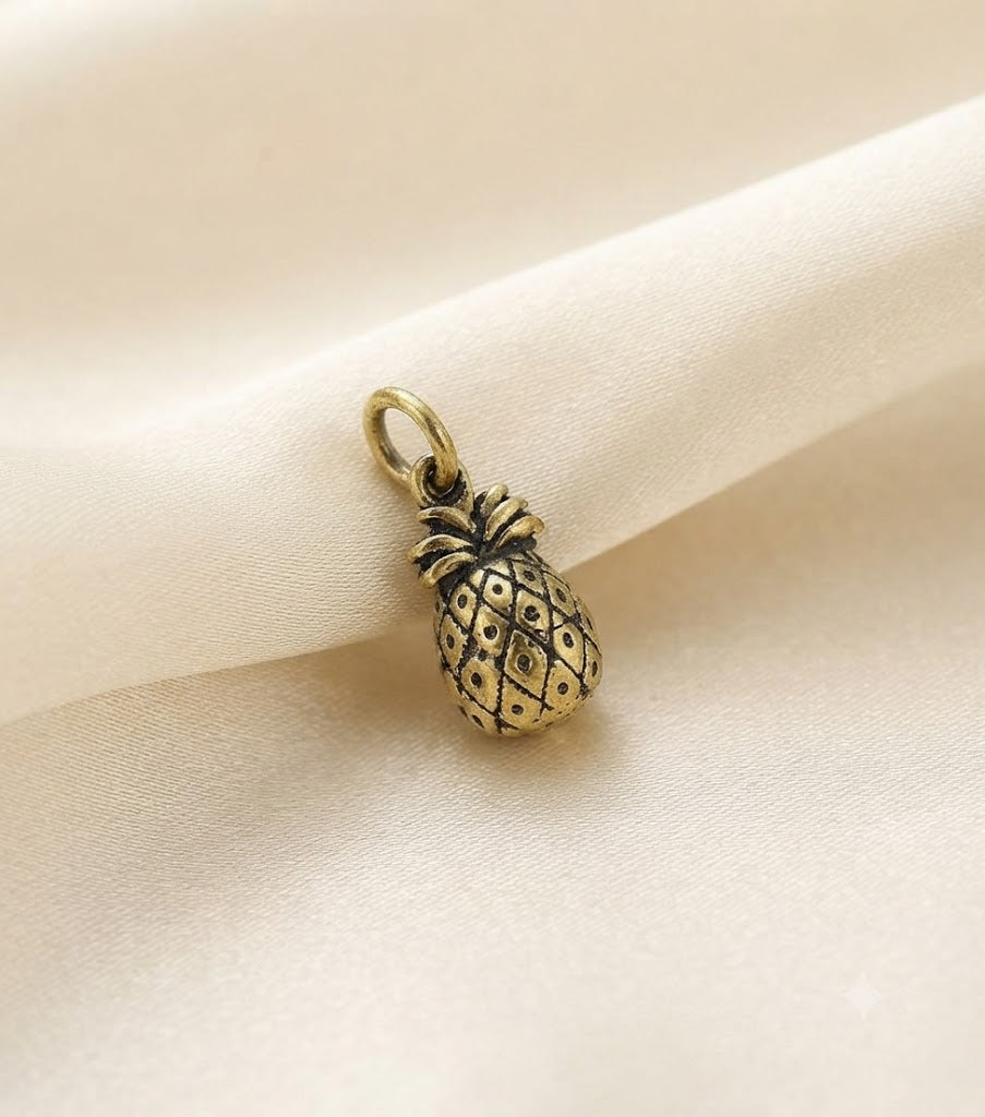 Hawaii Pineapple 92.5 Sterling Silver Gold Brass Necklace Pendant Jewelry