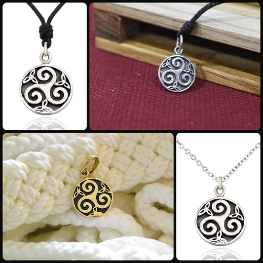 New Trinity Spiral 92.5 Sterling Silver Brass Charm Necklace Pendant Jewelry