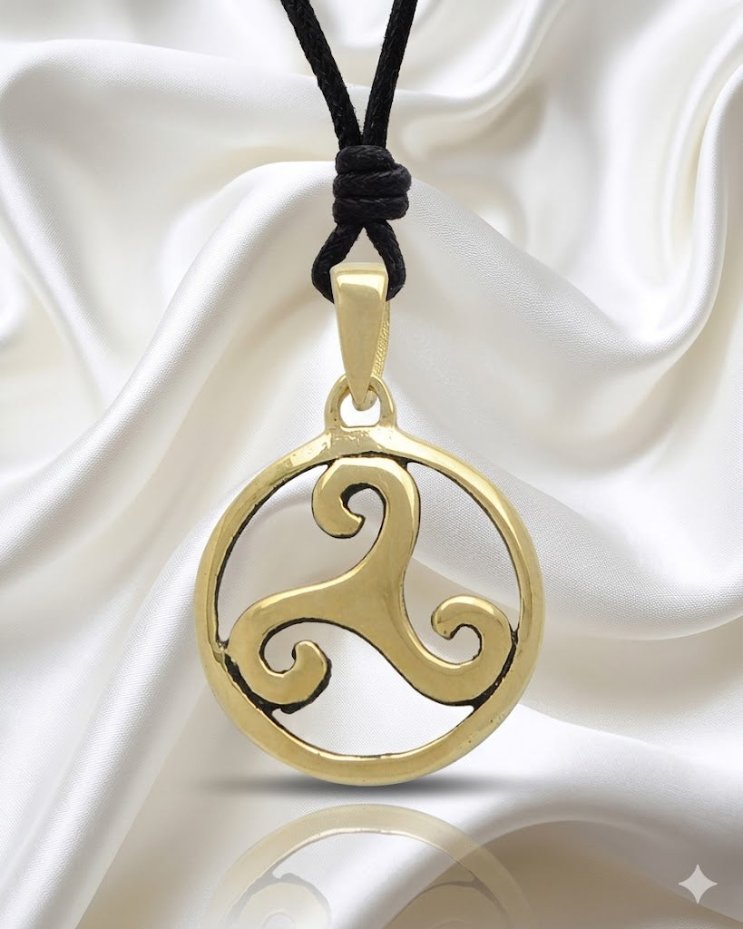 Trilogy Triquetra Wave 92.5 Sterling Silver Gold Brass Necklace Pendant Jewelry