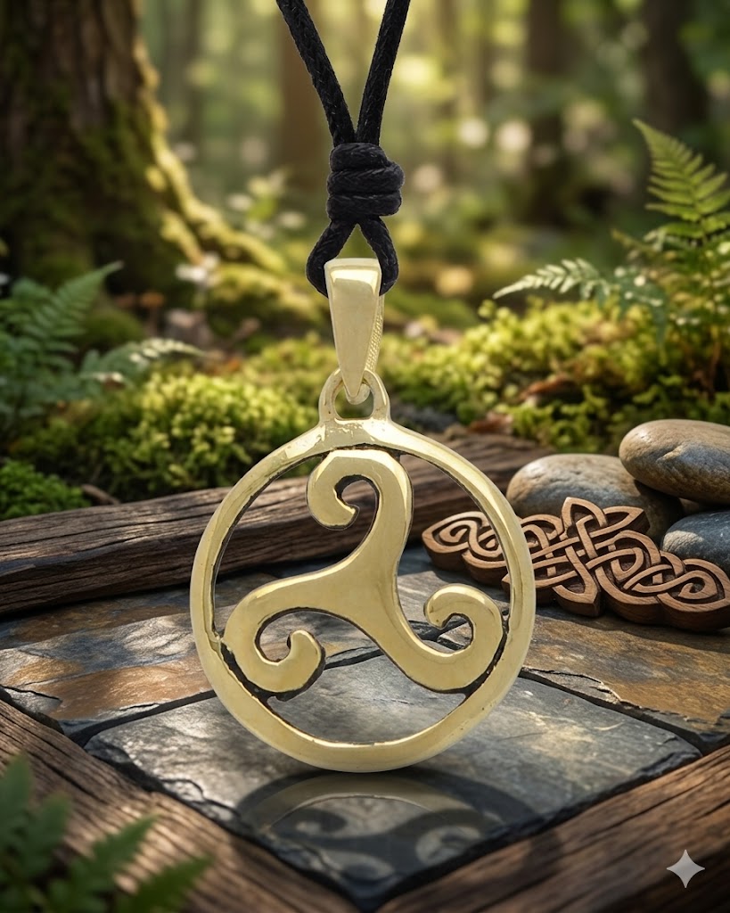 Trilogy Triquetra Wave 92.5 Sterling Silver Gold Brass Necklace Pendant Jewelry