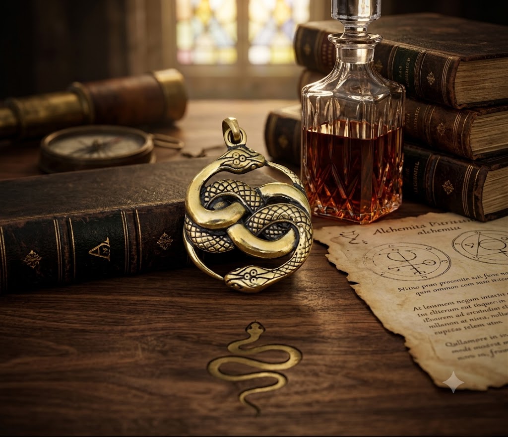 Ouroboros Snake 92.5 Sterling Silver Pewter Brass Charm Necklace Pendant Jewelry