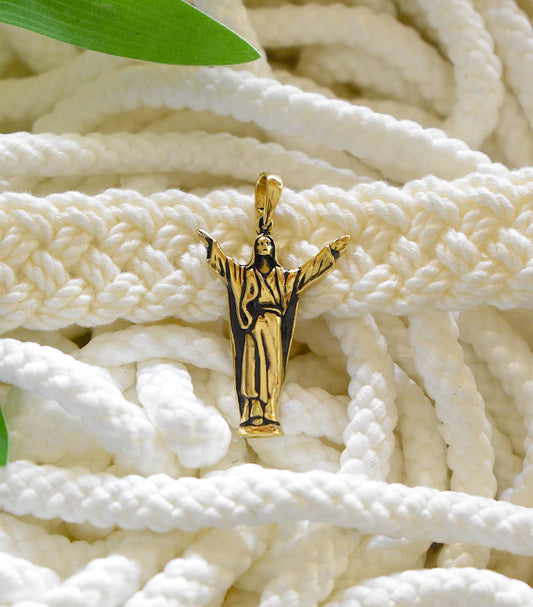 Virgin Mary Mother's Jesus Christian Gold Brass Necklace Pendant Jewelry
