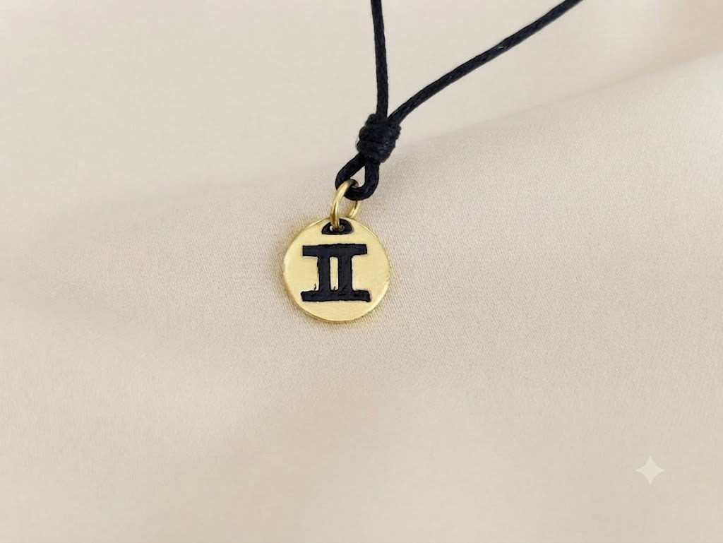 Astrology Gold 92.5 Sterling Silver Brass Charm Necklace Pendant Horoscope Zodiac