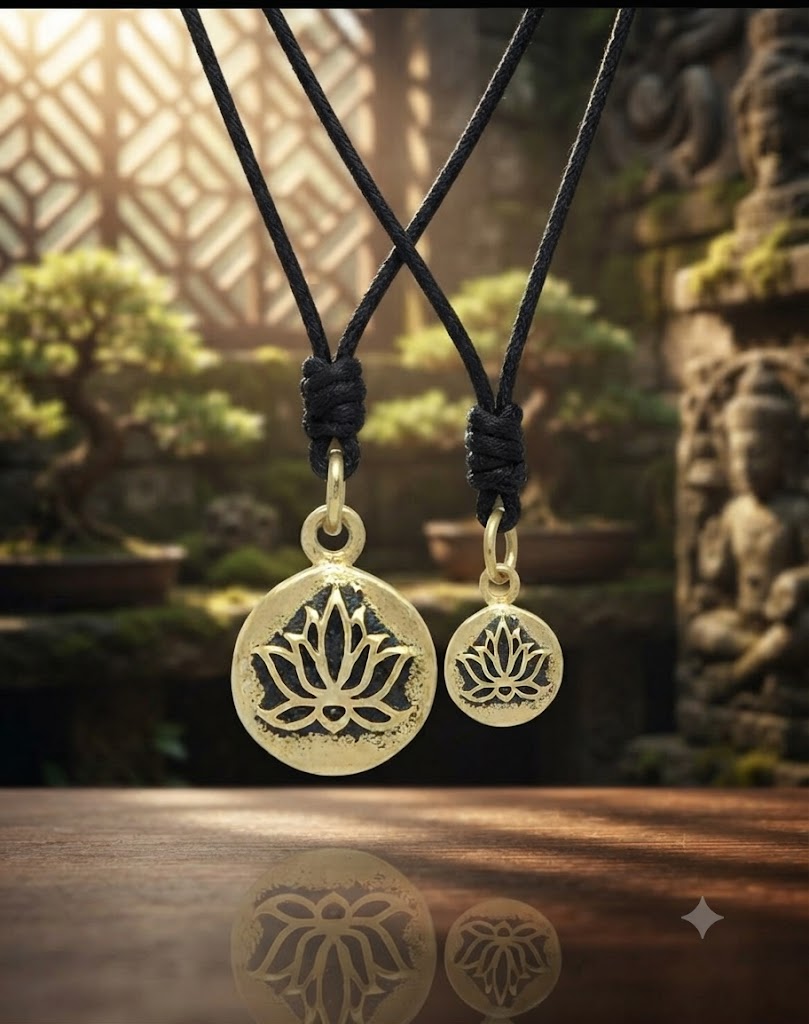 Lotus 92.5 Sterling Silver Pewter Brass Round Charm Necklace Pendant Jewelry