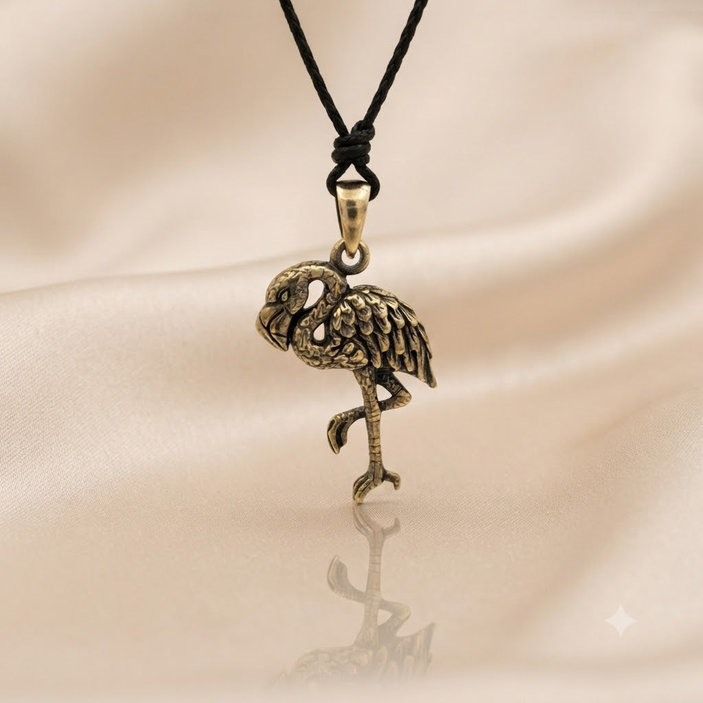 Flamingo 92.5 Sterling Silver Gold Brass Necklace Pendant Jewelry