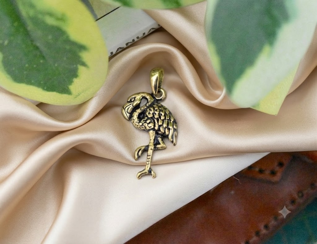 Flamingo 92.5 Sterling Silver Gold Brass Necklace Pendant Jewelry