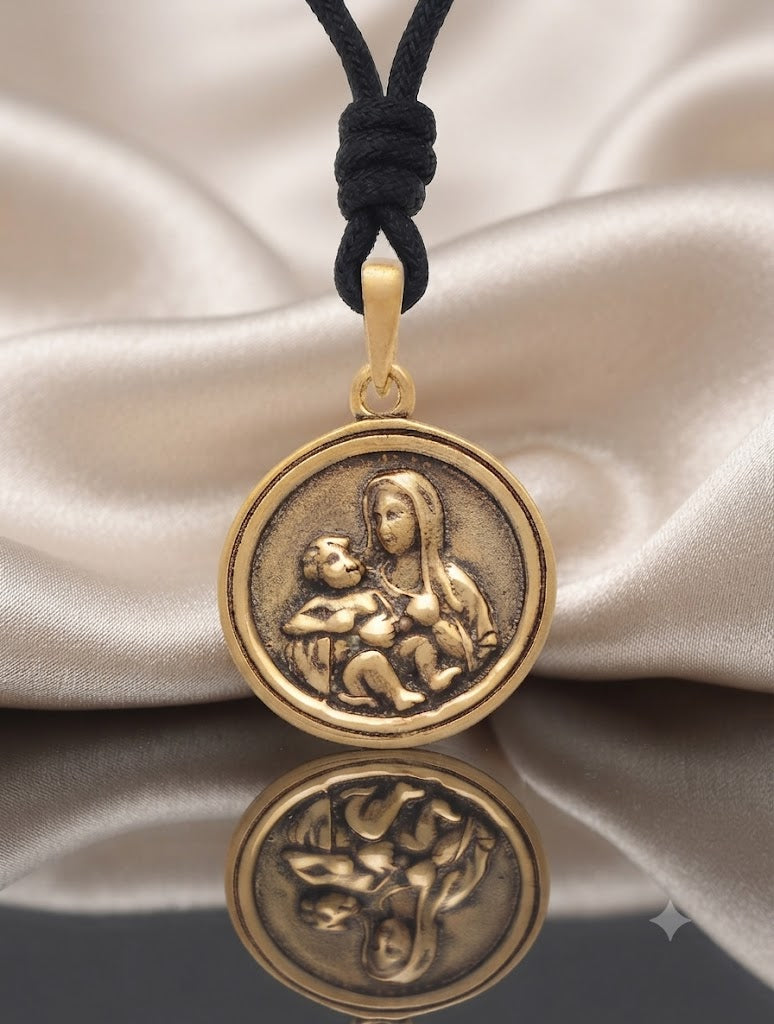 Virgin Mary Handmade 92.5 Sterling Silver Brass Charm Necklace Pendant Jewelry