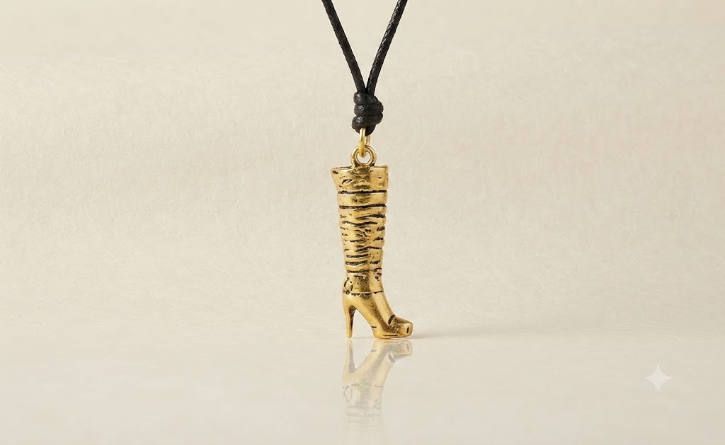 Women's Knee High Boots 92.5 Sterling Silver Gold Brass Charm Necklace Pendant Jewelry