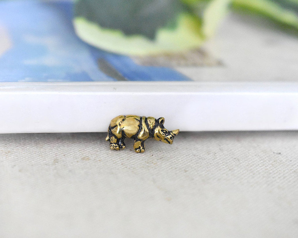 Cute Mini Rhino Handmade 92.5 Sterling Silver  Necklace Pendant Jewelry