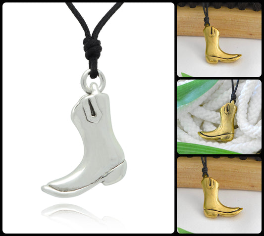 Women's Boots Pendant Sterling Silver Gold Brass Charm Necklace Pendant Jewelry