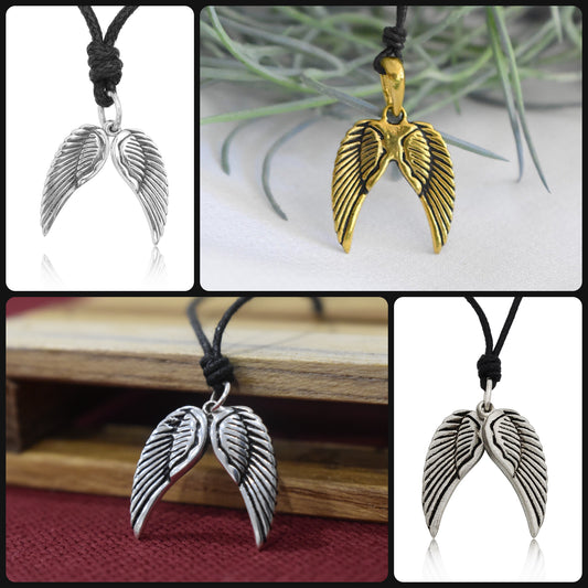 Pair Angel Wings 92.5 Sterling Silver Pewter Brass Necklace Pendant Jewelry
