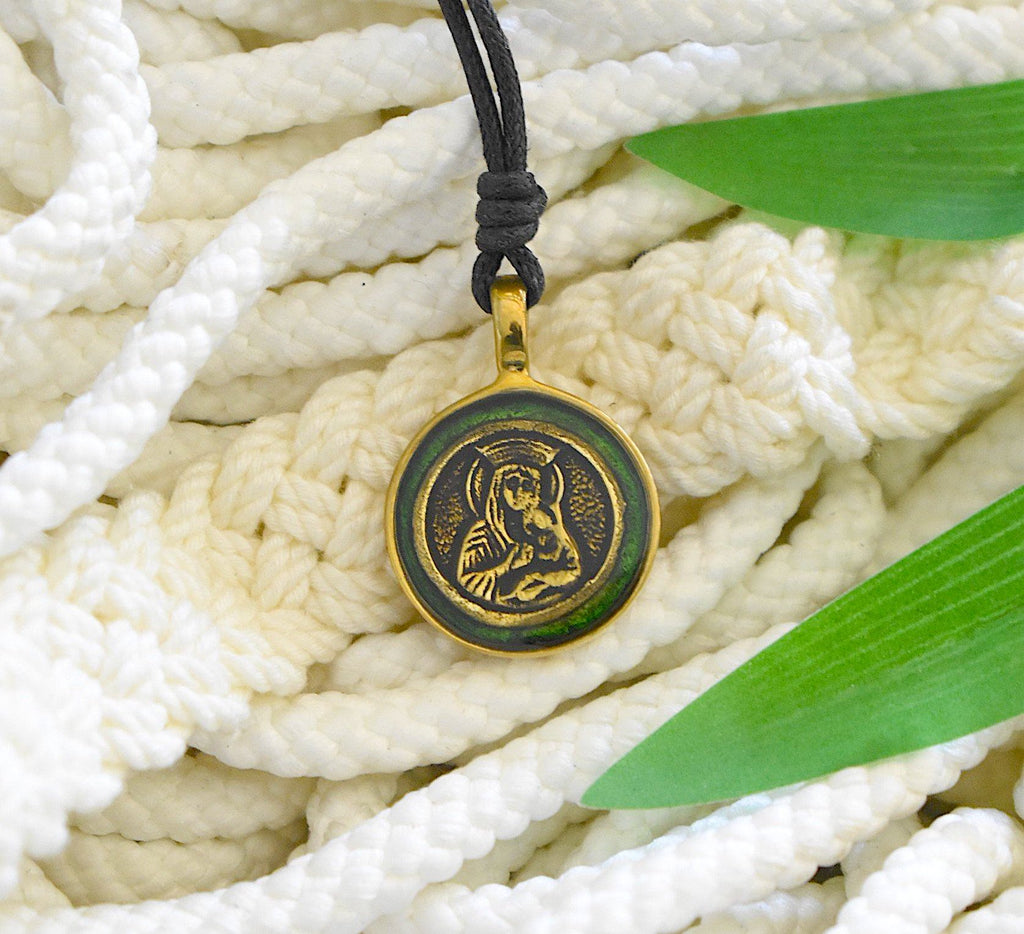 Virgin Mary Mother Of Jesus Handmade Brass Charm Necklace Pendant Jewelry