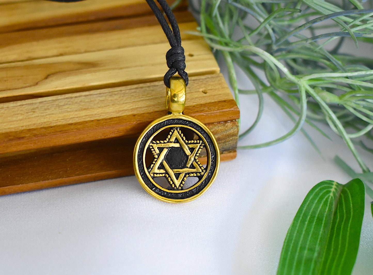 Star Of David Gold Brass Pewter Charm Necklace Pendant Jewelry