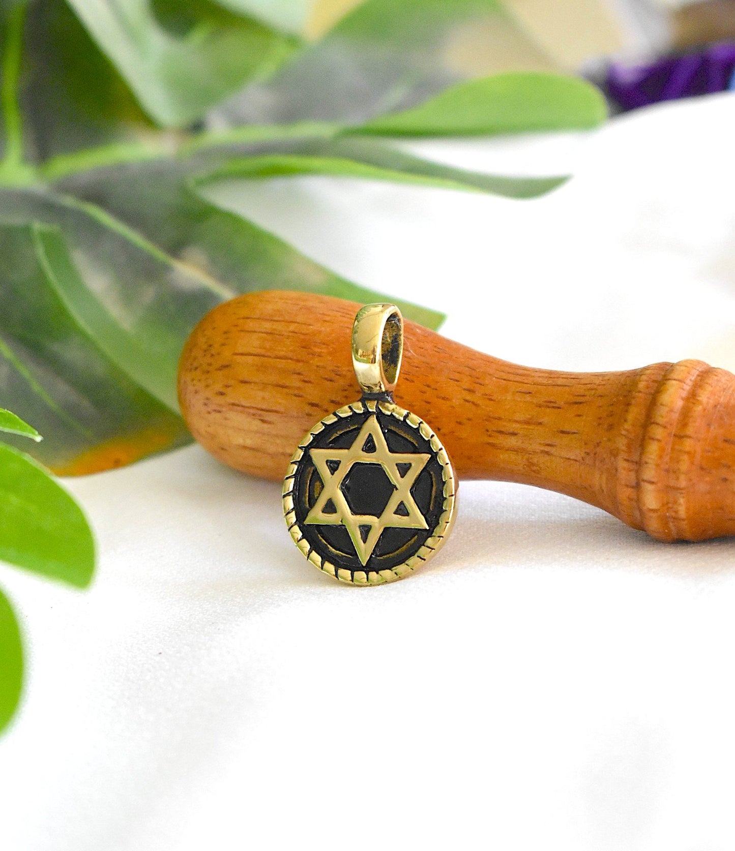 Star Of David Gold Brass Pewter Charm Necklace Pendant Jewelry