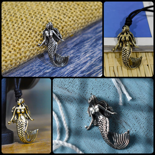 Beautiful Mermaid Sea Life Gold Brass Sterling Silver Charm Necklace Pendant Jewelry