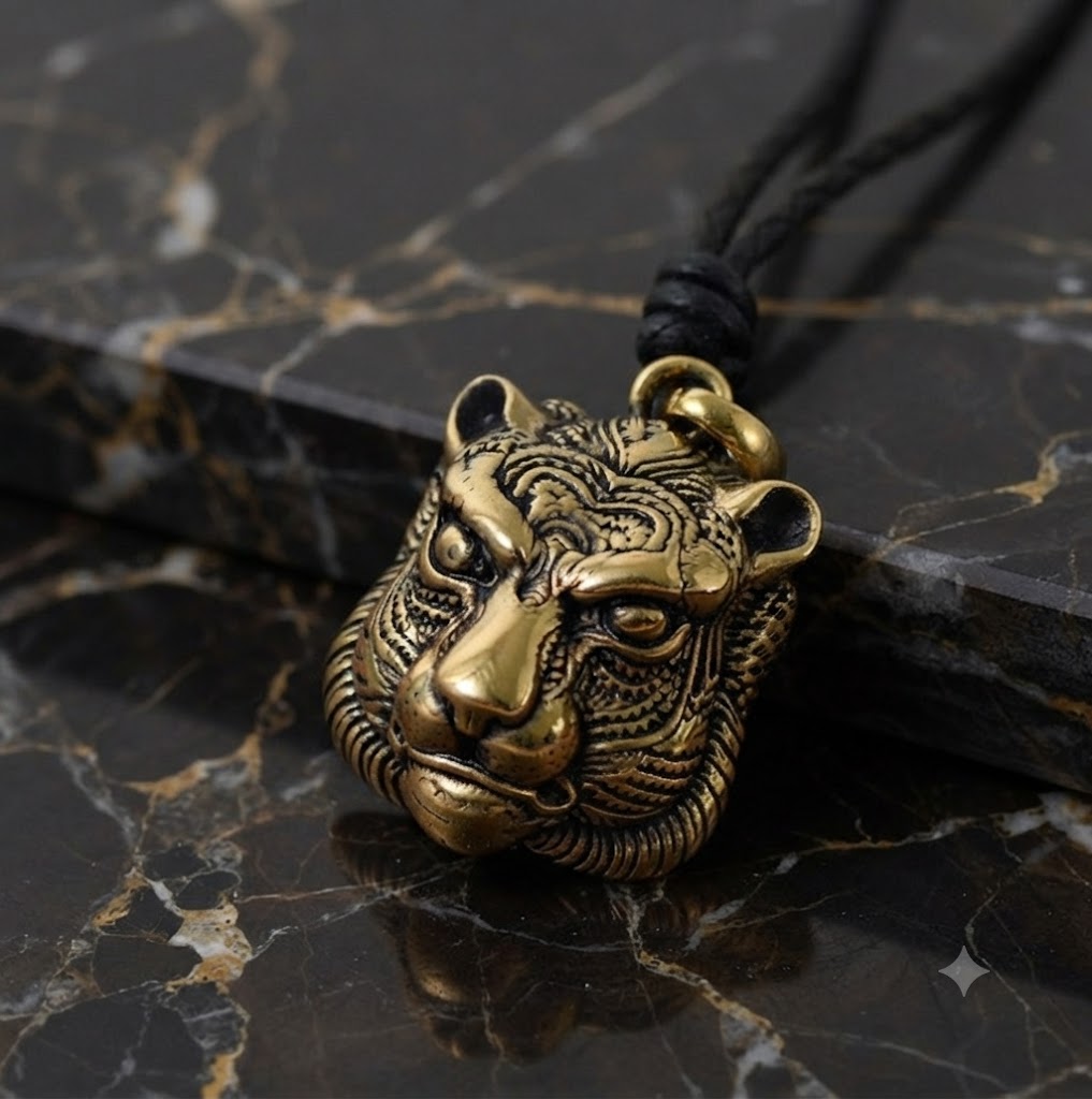 Panther Head 92.5Sterling Silver Gold Brass Necklace Pendant Jewelry
