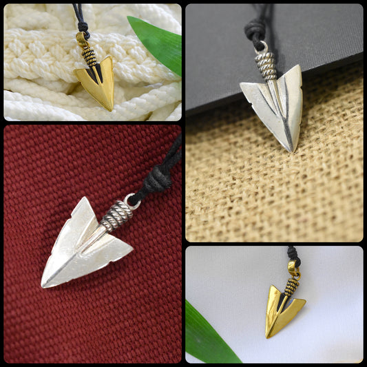 Spear 92.5 Sterling Silver Gold Brass Necklace Pendant Jewelry