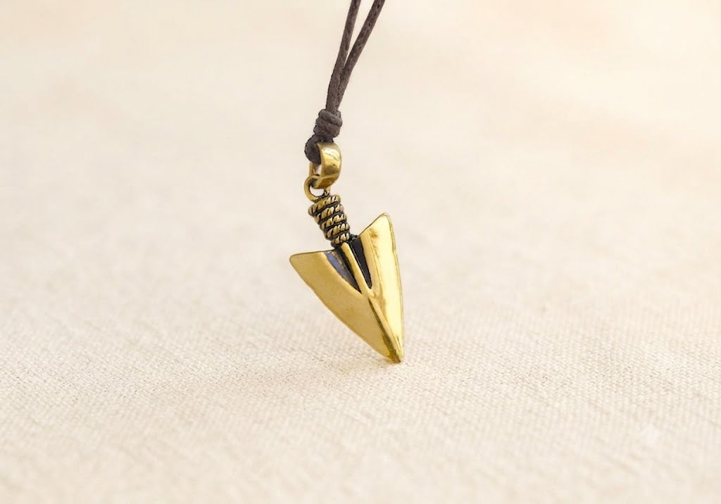 Spear 92.5 Sterling Silver Gold Brass Necklace Pendant Jewelry
