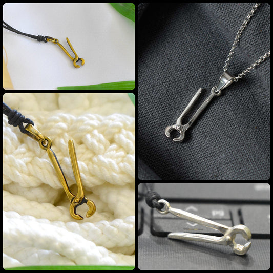 Spring Clamp 92.5 Sterling Silver Gold Brass Necklace Pendant Jewelry
