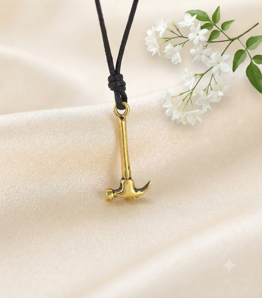 Hammer 92.5 Sterling Silver Gold Brass Necklace Pendant Jewelry