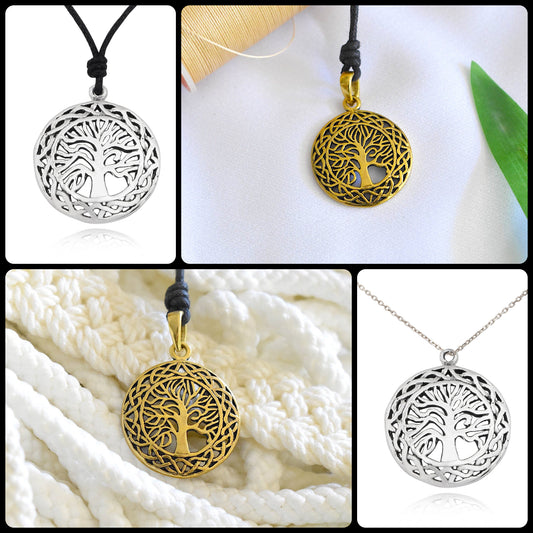 Tree of Life 92.5 Sterling Silver Brass Charm Necklace Pendant Necklace Jewelry