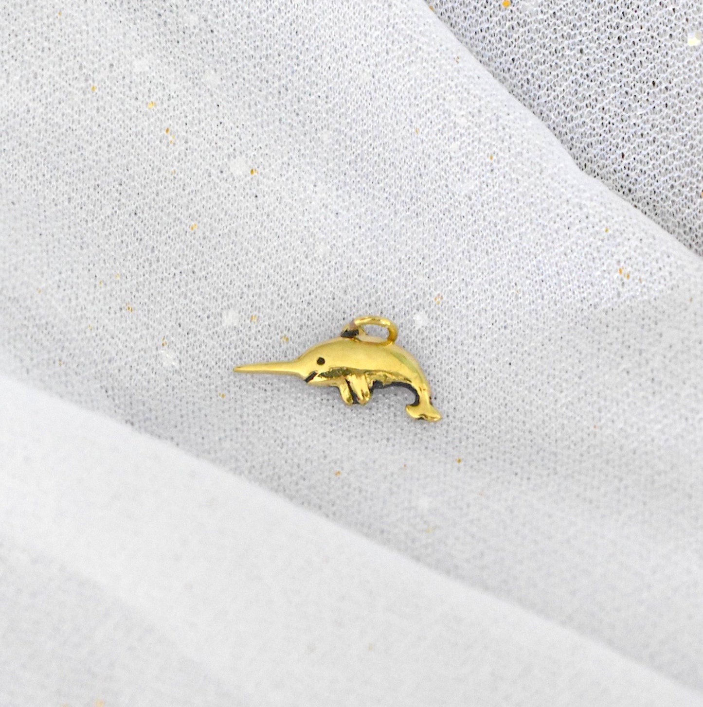 Cute Handmade Dolphin Gold Brass Charm Necklace Pendant Jewelry
