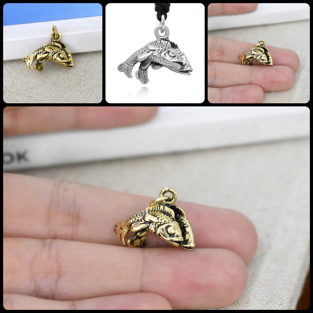 Couple Of Fish 92.5 Sterling Silver Brass Necklace Pendant Marine Melody Jewelry