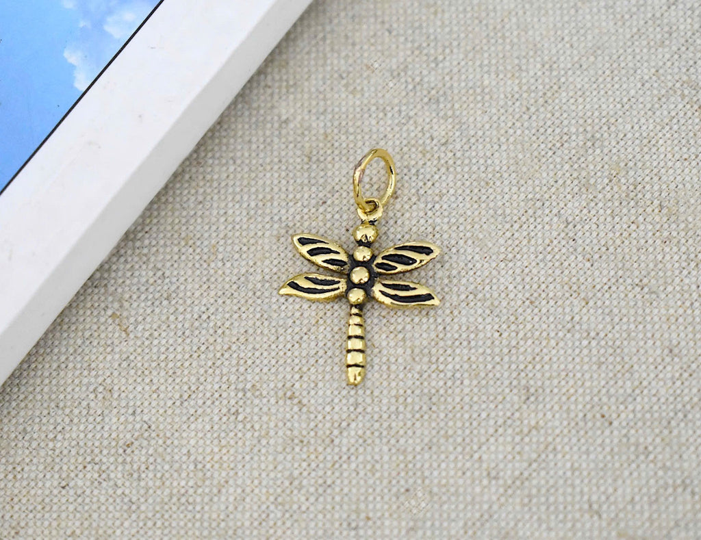 Small Dragonfly Sterling Silver Pewter Brass Charm Necklace Pendant Jewelry
