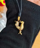 Rooster Gold Brass Charm Necklace Pendant Jewelry