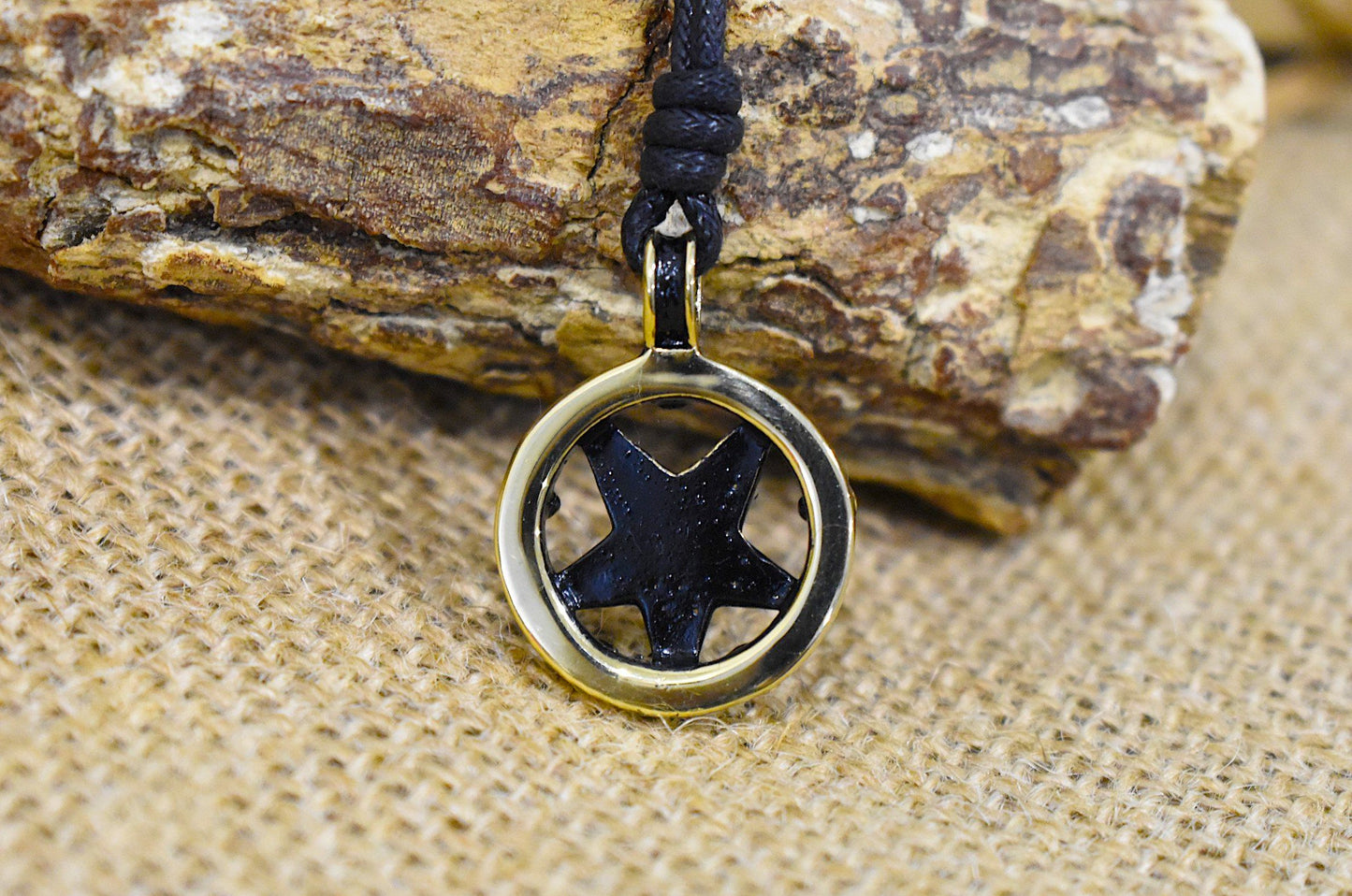 Goat Head Pentagram Star Gold Brass Charm Necklace Pendant Jewelry