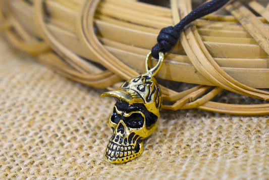New Gothic Sport Man Skull Handmade Gold Brass Necklace Pendant Jewelry