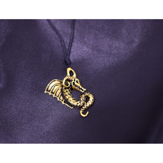 (New) Fire Dragon Handmade Gold Brass Charm Necklace Pendant Jewelry