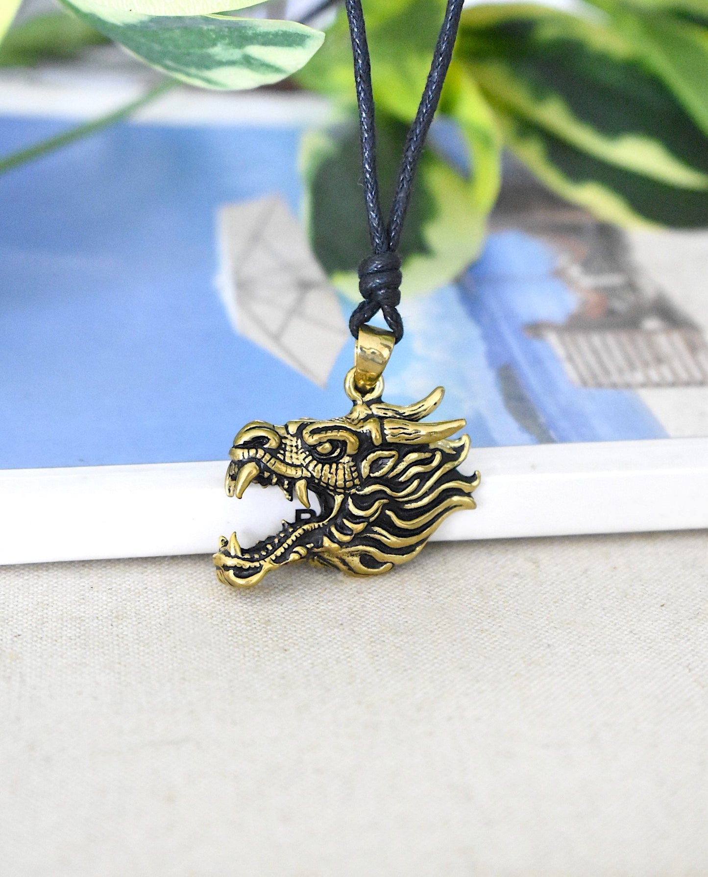 Dragon's Majesty Sterling-silver Brass Charm Necklace Pendant Jewelry