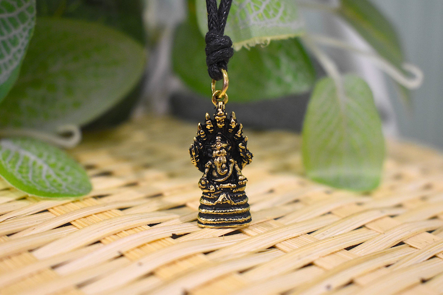 Ganesh Hindu Elephant God 92.5 Sterling Silver Brass Charm Necklace Pendant Jewelry