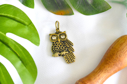 Lovely Owl Bird Stainless Steel Gold Brass Necklace Pendant Jewelry