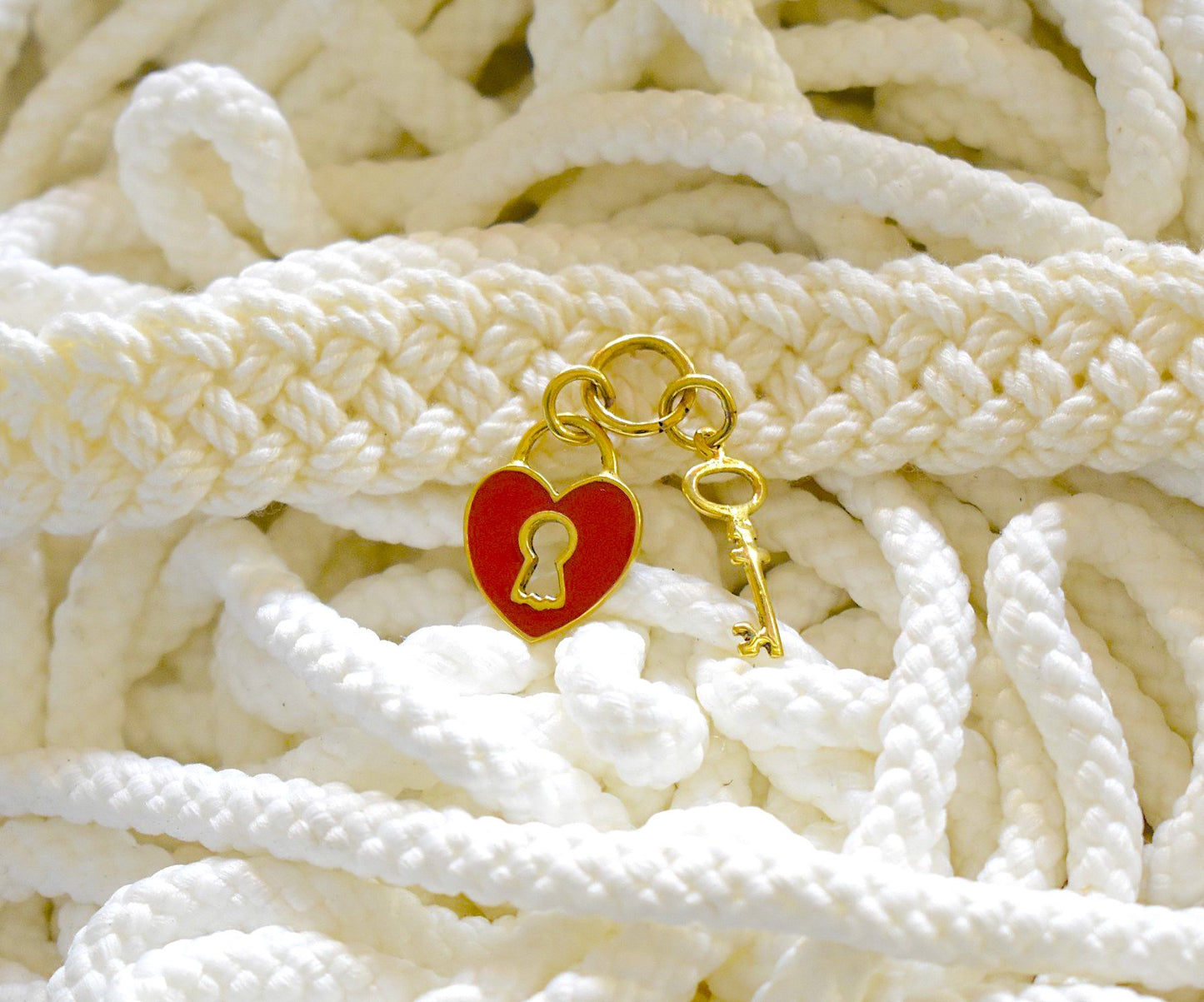 Key & Lock Gold Brass Charm Necklace Pendant Jewelry