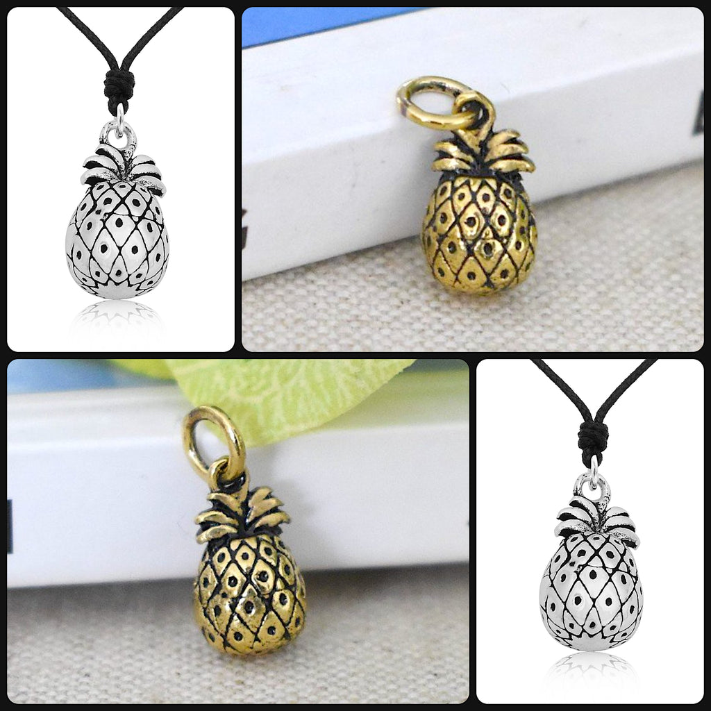 Hawaii Pineapple 92.5 Sterling Silver Gold Brass Necklace Pendant Jewelry