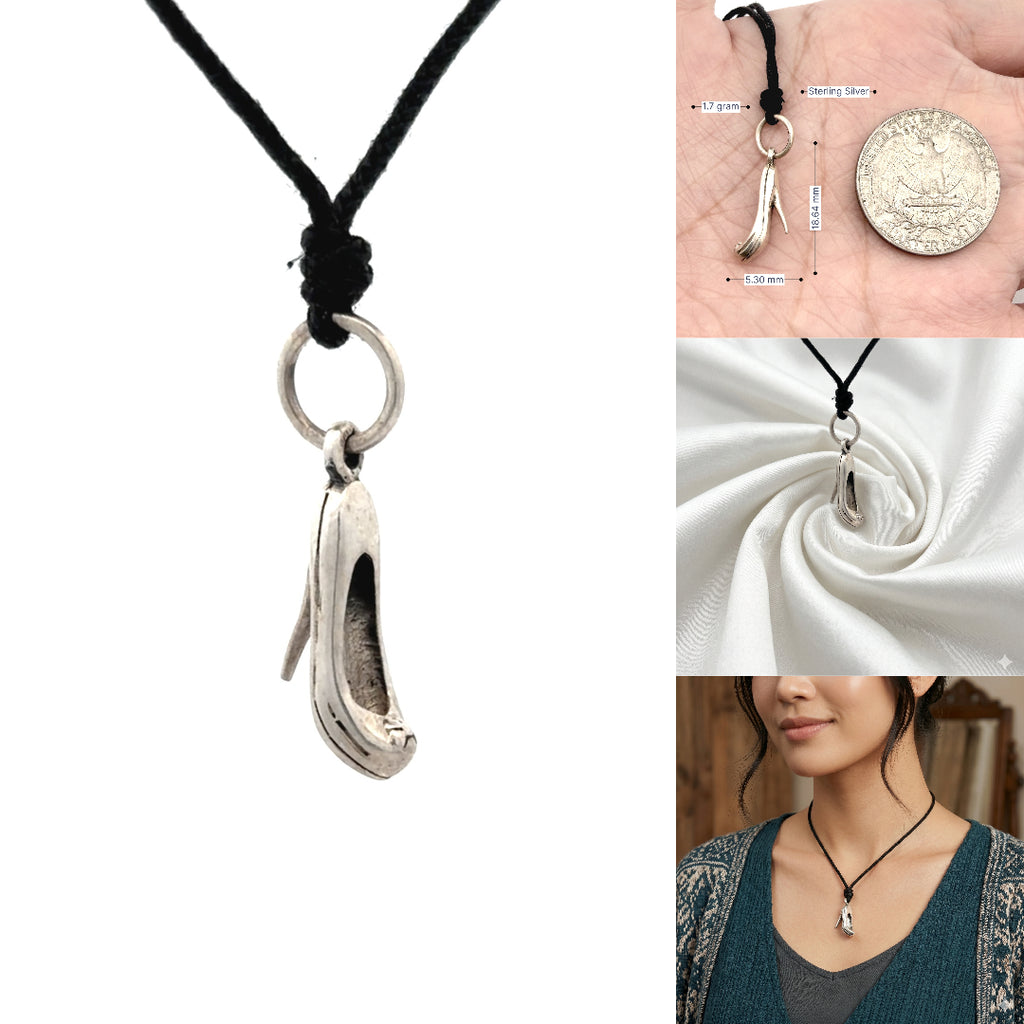 Lovely Sandal Shoes Beach 92.5 Sterling Silver Brass Necklace Pendant Jewelry