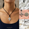 Elegant Multicolor Rhinestone Cross Charm 92.5 Sterling Silver  Necklace Pendant Jewelry