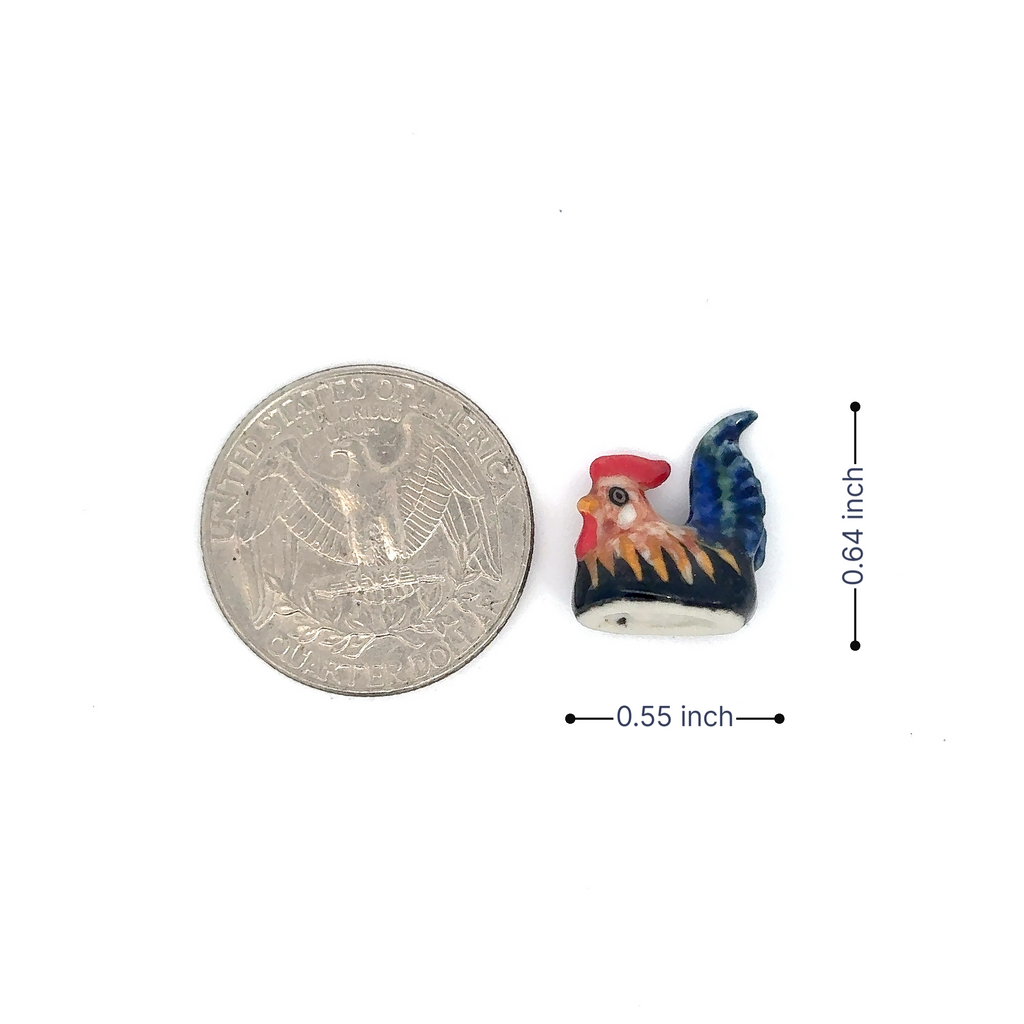 Rooster Figurine Ceramic Chicken, Hen & Chicks Miniature Farm Animal Collectible – Hand-Painted Porcelain Pottery Gift & Decor Collectible Animals Decoration Items Decor Gift