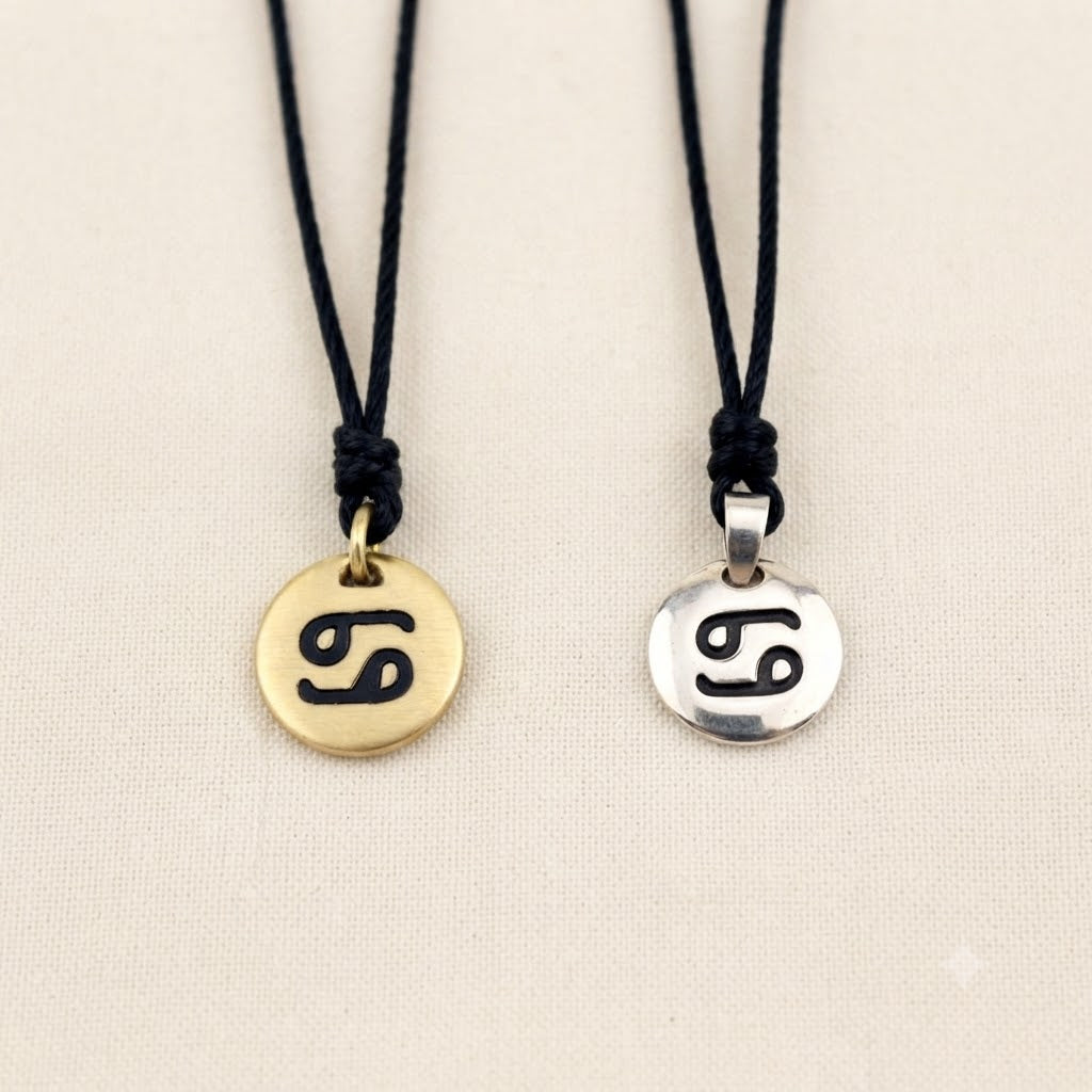 Astrology Gold 92.5 Sterling Silver Brass Charm Necklace Pendant Horoscope Zodiac