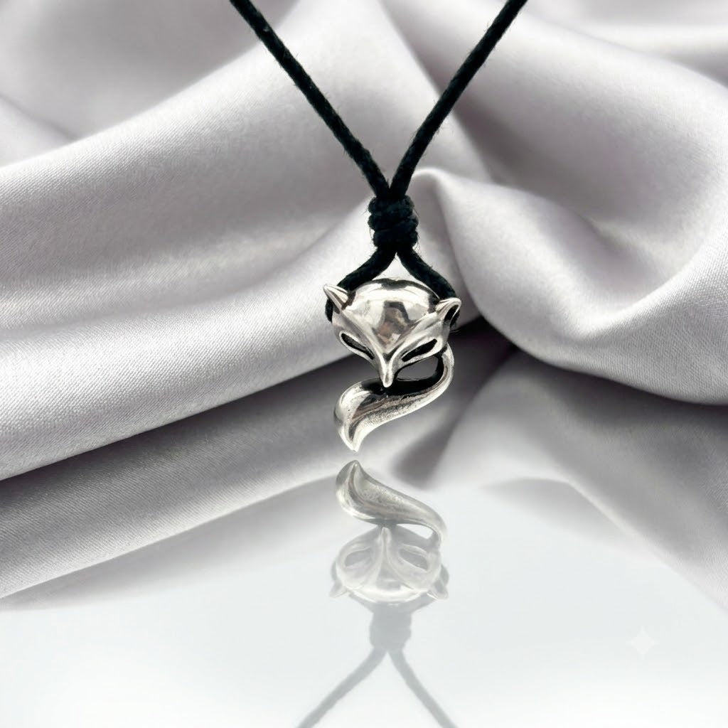 Fox Head 92.5 Sterling Silver Pewter Necklace Pendant Jewelry