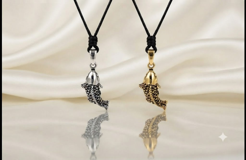 Fish 92.5 Sterling Silver Brass Charm Necklace Pendant  Marine Melody Jewelry
