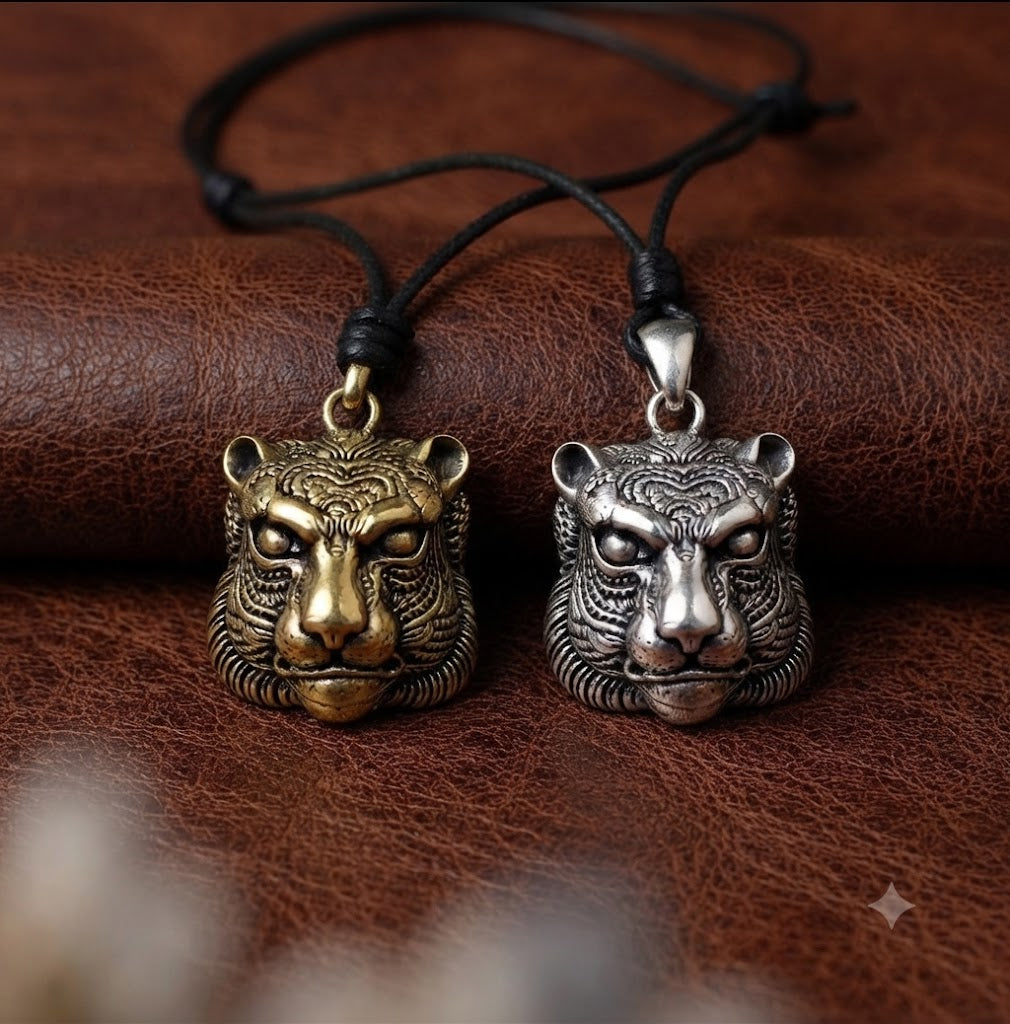 Panther Head 92.5Sterling Silver Gold Brass Necklace Pendant Jewelry