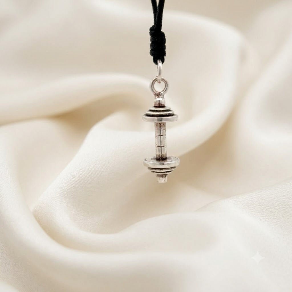 Mini Dumbbell Necklace Sterling-silver Brass Charm Necklace Pendant Jewelry